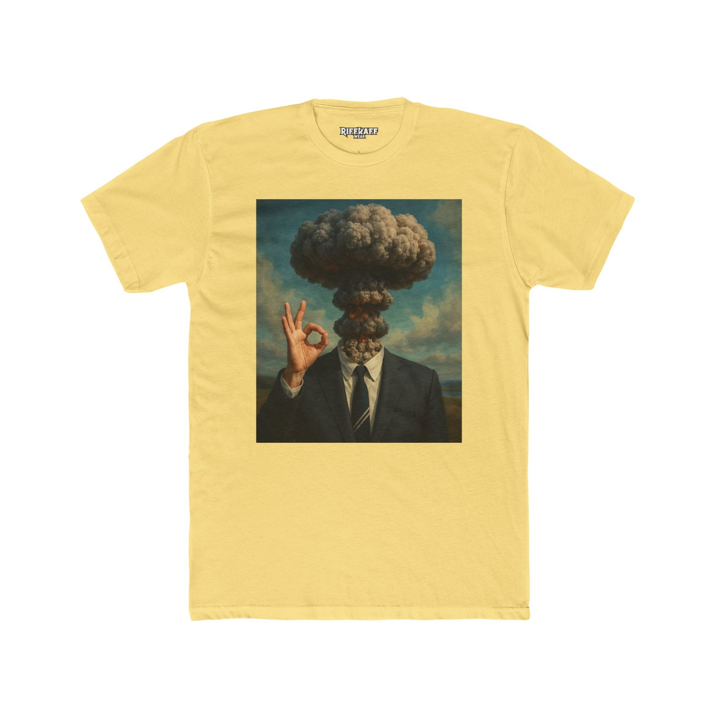 Surrealist Men's Cotton Crew Tee - Explosive Graphic Art - Riff Raff Wear