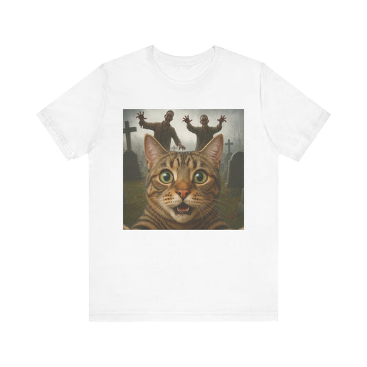 Zombie Cat Halloween Tee, Cute Cat Shirt, Unisex Graphic Tee, Funny Pet Lover Gift, Halloween Costume Top - Riff Raff Wear