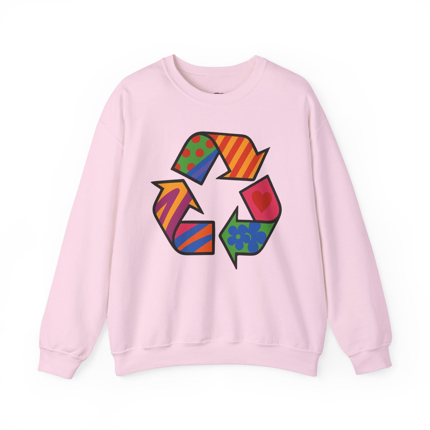 Eco-Friendly Graphic Sweatshirt - Unisex Heavy Blend™ Crewneck with Colorful Recycle Design - Riff Raff Wear