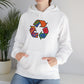 Eco-Friendly Unisex Hoodie with Colorful Recycle Design - Riff Raff Wear