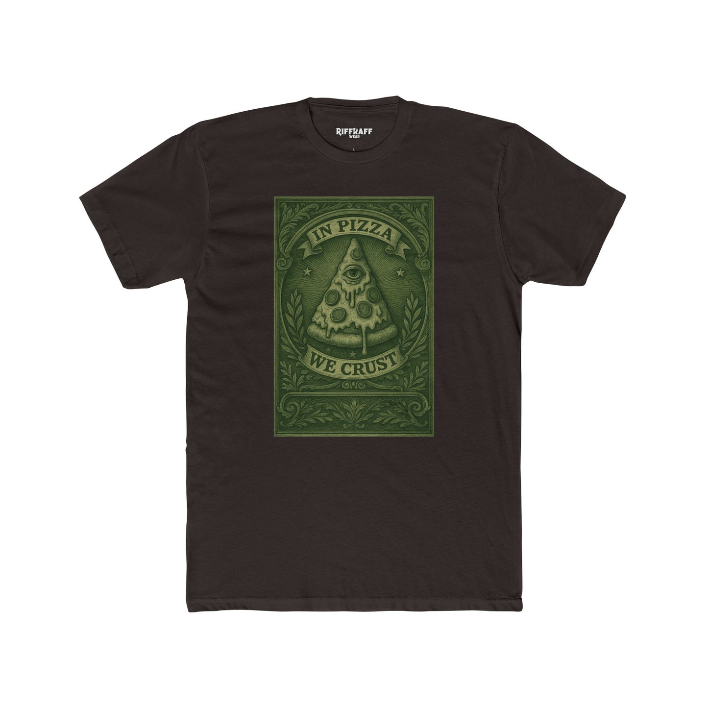 Funny Pizza Crew Tee - "In Pizza We Crust" Unisex Cotton Shirt - Riff Raff Wear