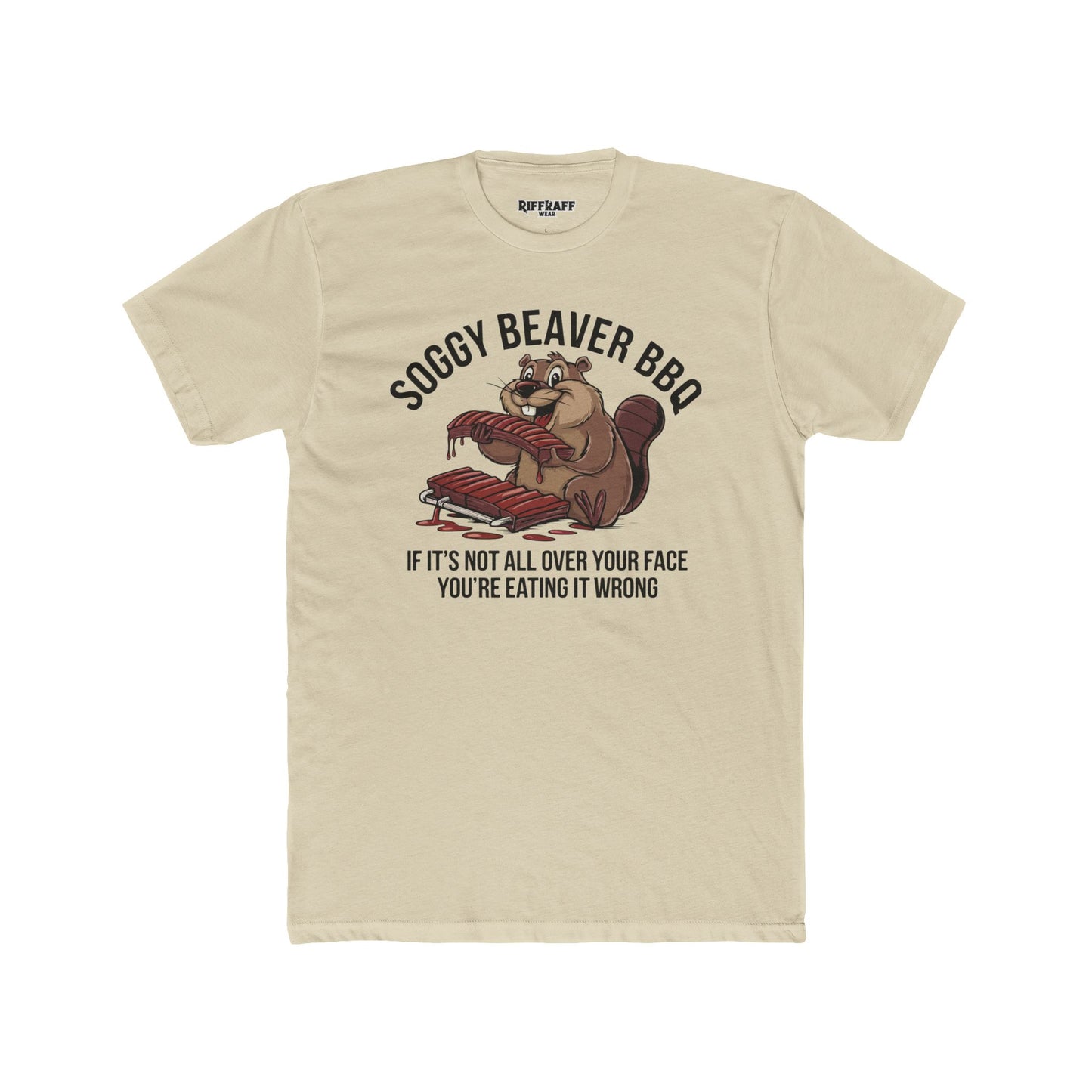 Soggy Beaver BBQ Unisex Cotton Crew Tee - Fun Foodie Shirt - Riff Raff Wear