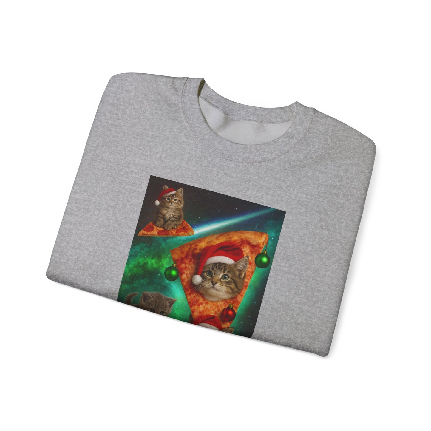 Cat Lovers Pizza Sweatshirt, Funny Gift for Cat Enthusiasts, Cozy Holiday Apparel, Perfect for Christmas, Unique Animal Sweatshirt - Riff Raff Wear