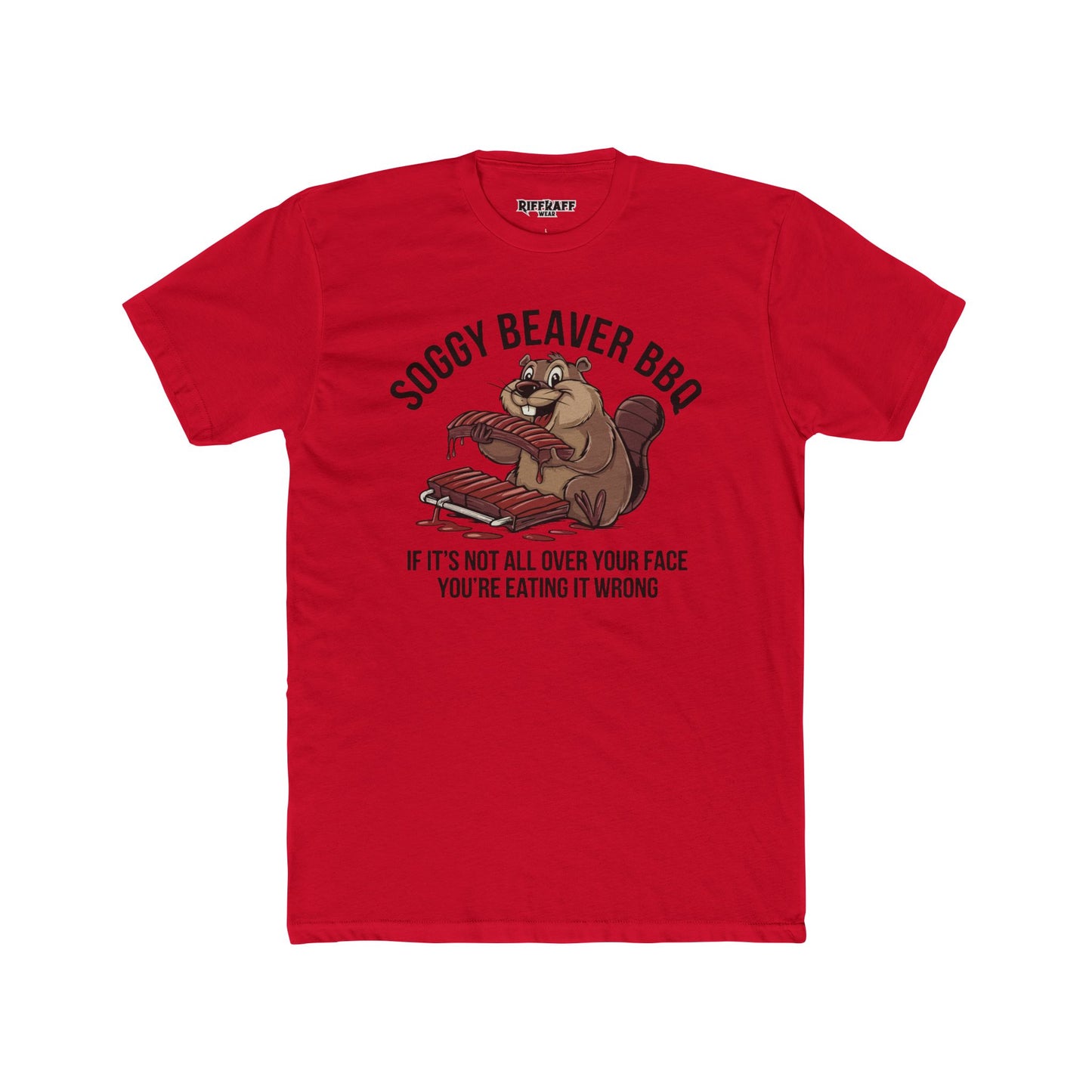 Soggy Beaver BBQ Unisex Cotton Crew Tee - Fun Foodie Shirt - Riff Raff Wear