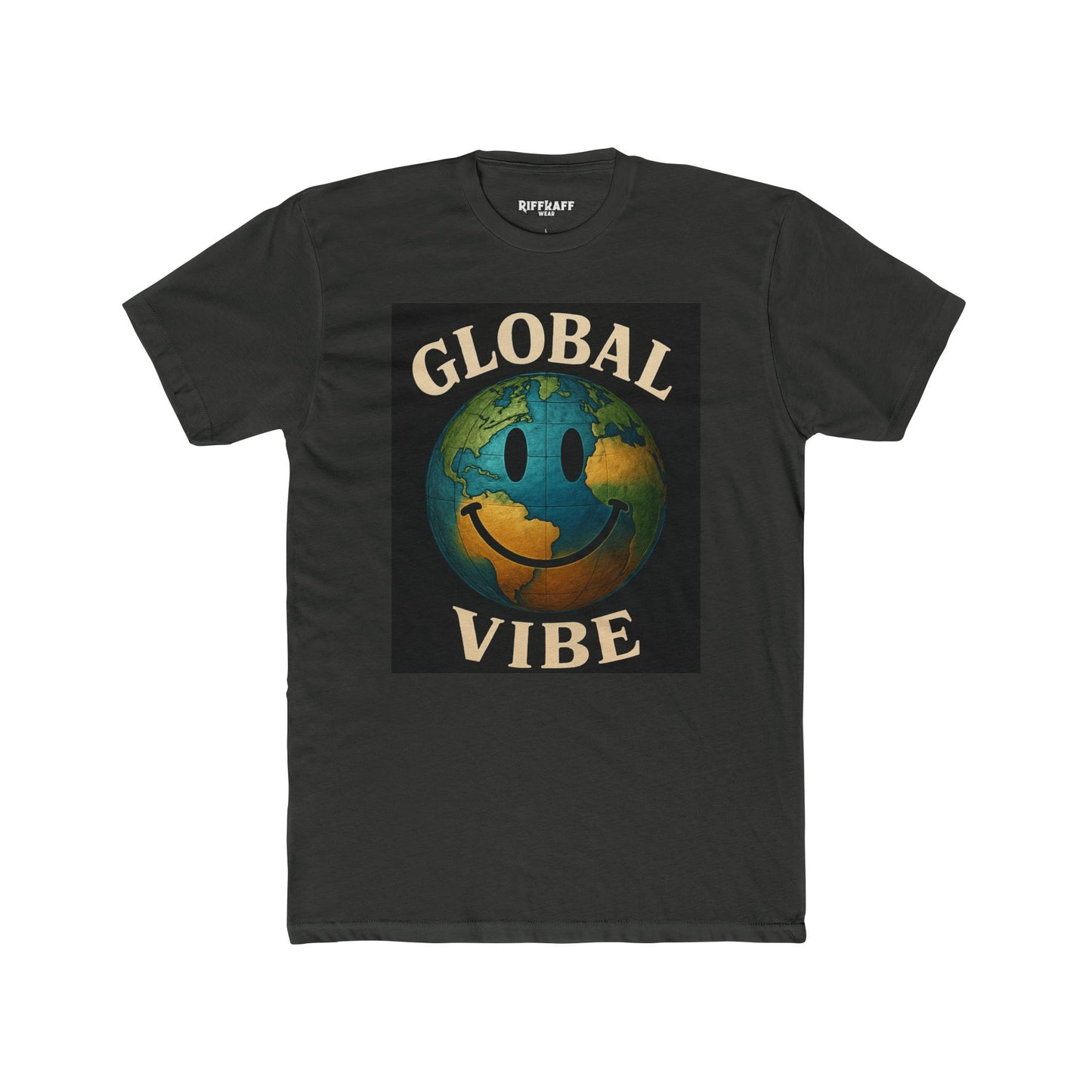 Global Vibe Unisex Cotton Crew Tee - Positive Earth Design for Eco Lovers - Riff Raff Wear