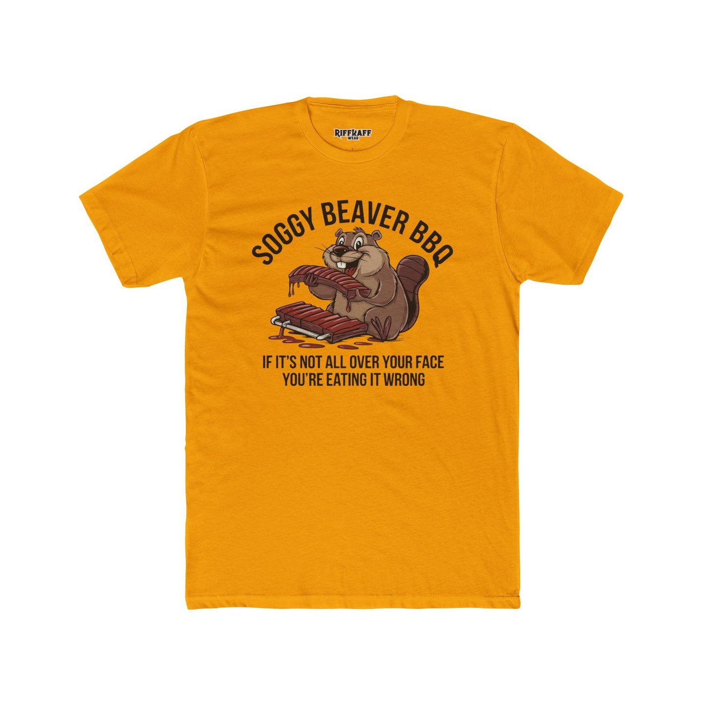 Soggy Beaver BBQ Unisex Cotton Crew Tee - Fun Foodie Shirt - Riff Raff Wear