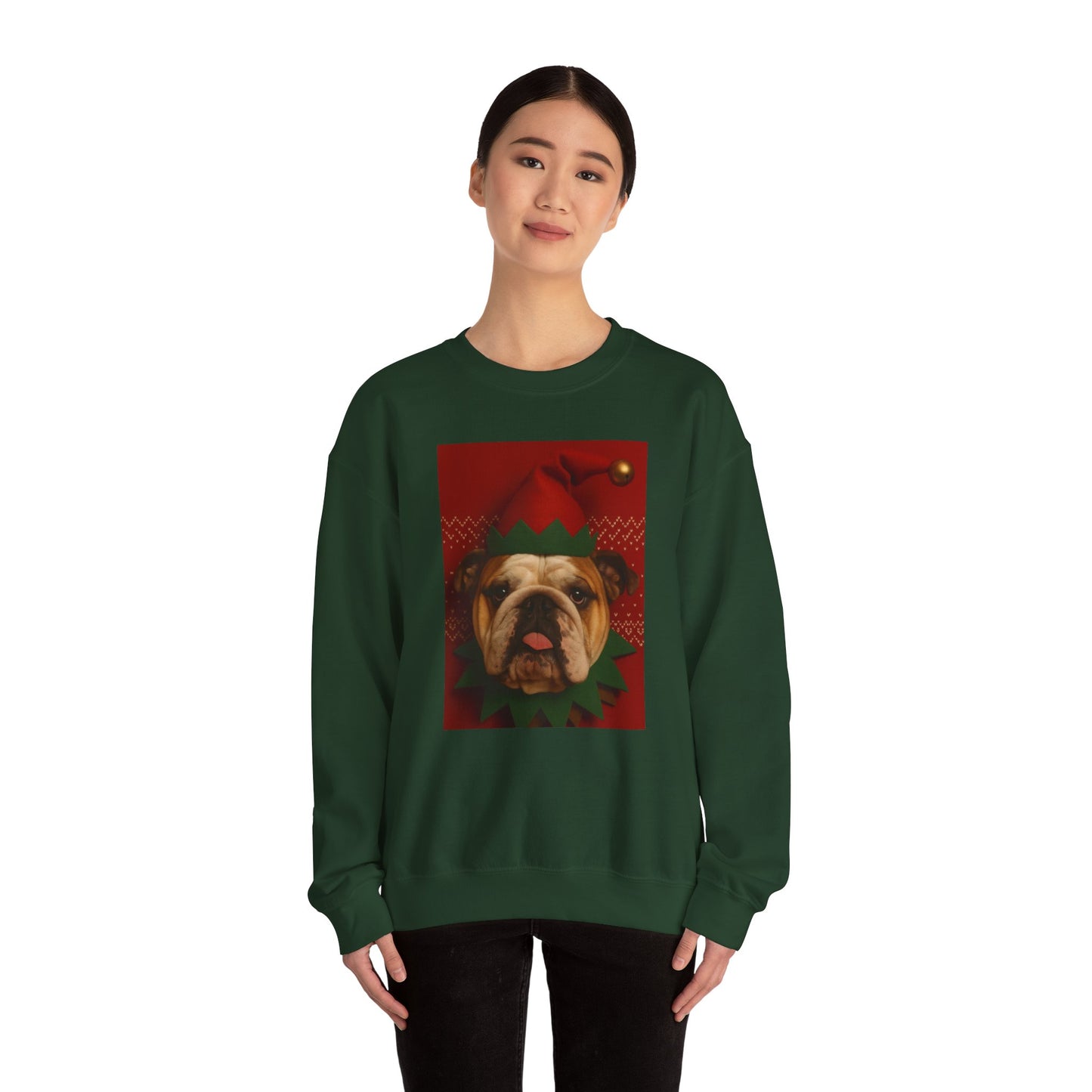 Festive Bulldog Christmas Sweatshirt, Cozy Sweatshirt, Holiday Apparel, Dog Lover Gift, Christmas Sweater, Fun Winter Outfit - Rif Raff Wear