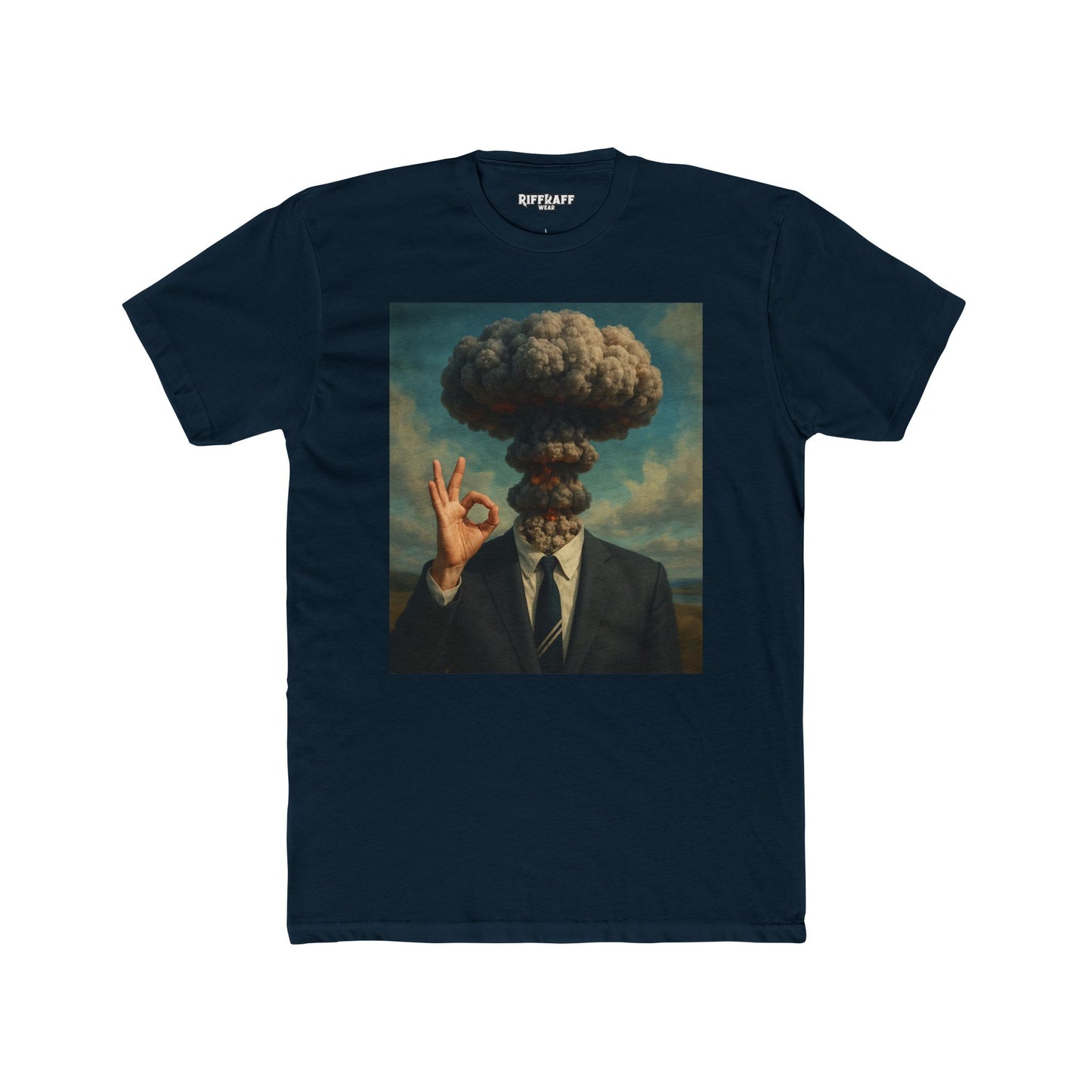Surrealist Men's Cotton Crew Tee - Explosive Graphic Art - Riff Raff Wear