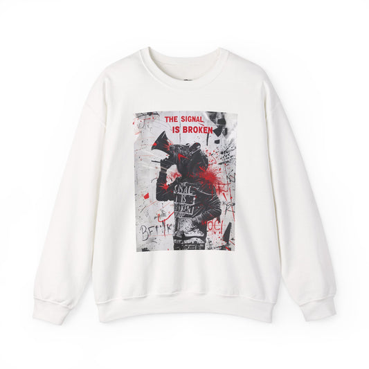 Unisex Crewneck Sweatshirt - "The Signal is Broken" Graphic Design - Riff Raff Wear