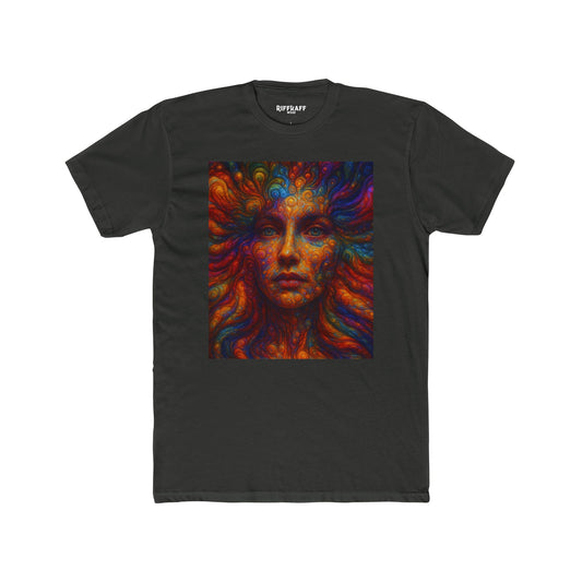 Vibrant Artistic Unisex Cotton Crew Tee - Colorful Abstract Face Design - Riff Raff Wear