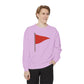 Unisex Garment-Dyed Sweatshirt with Red Flag Design - Casual Cozy Wear - Riff Raff Wear