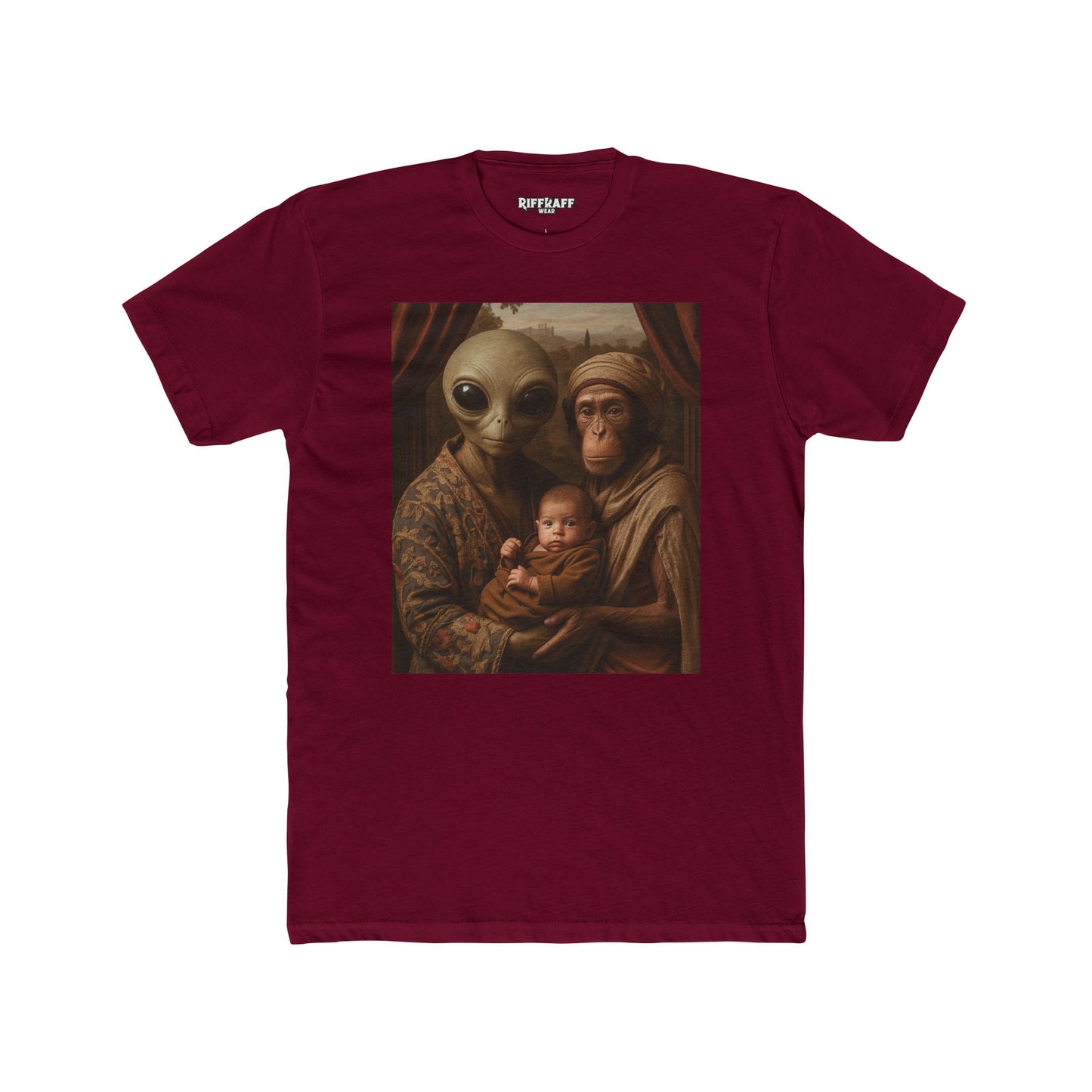 Early Earth Alien Family Portrait Unisex Cotton Crew Tee - Riff Raff Wear