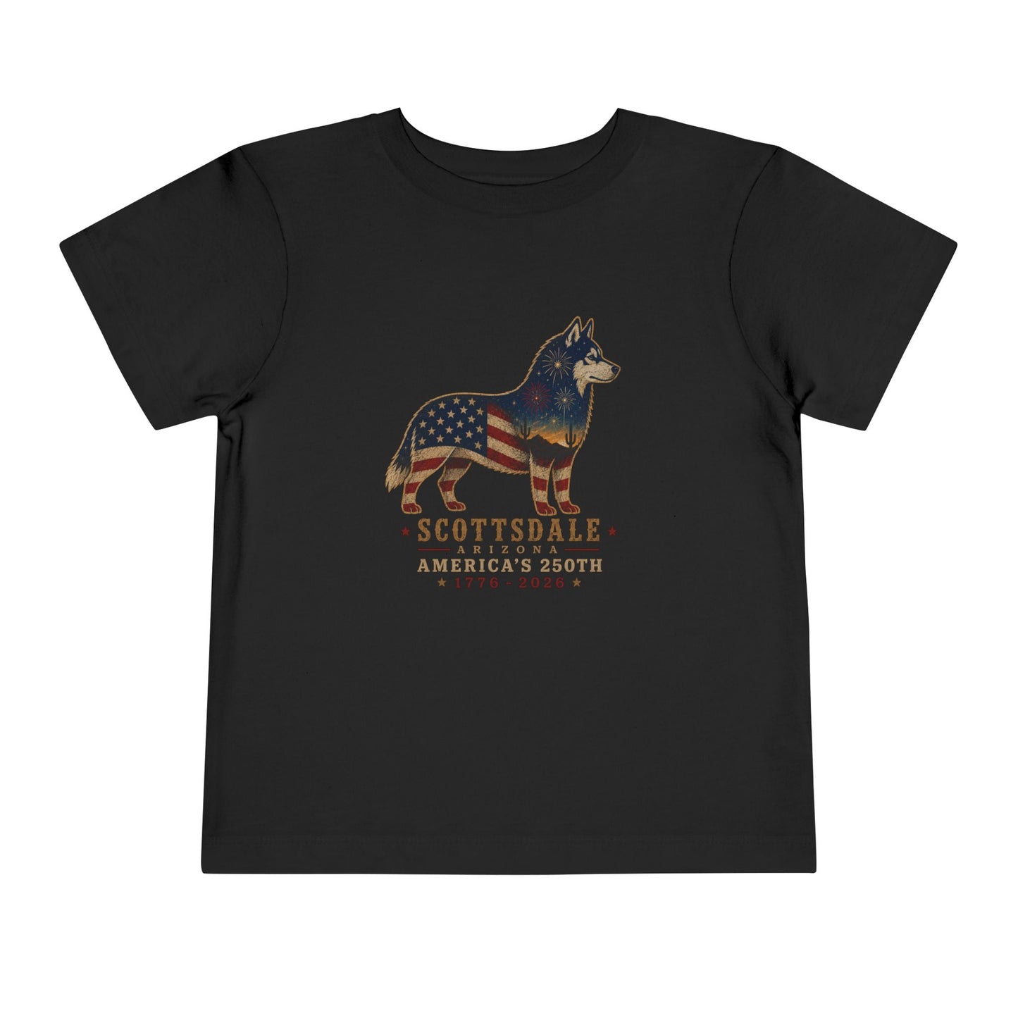 Toddler Tee — Scottsdale America’s 250th Flag Husky Dog Graphic