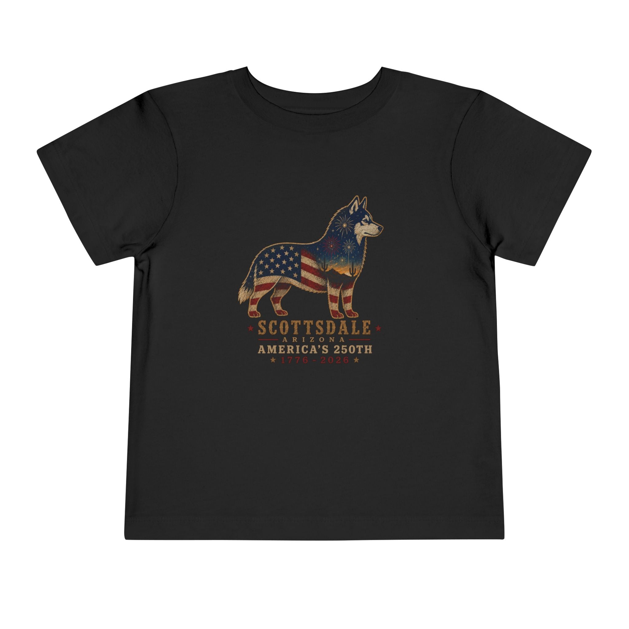 Toddler Tee — Scottsdale America’s 250th Flag Husky Dog Graphic
