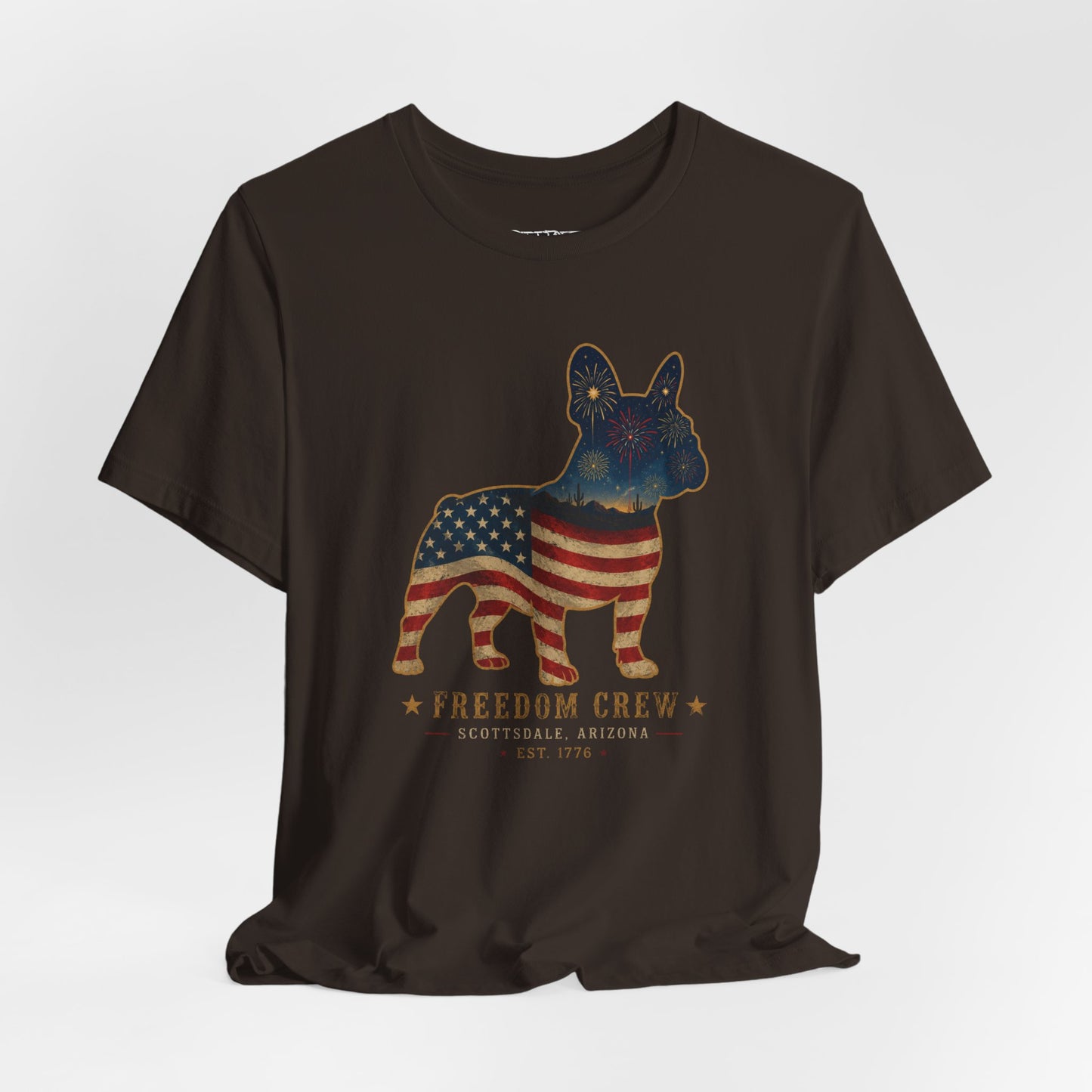 Freedom Crew Frenchie T-Shirt – Patriotic Bulldog Flag Tee