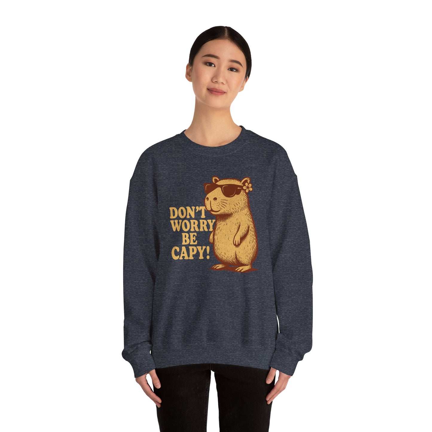Don't Worry Be Capy! - Unisex Heavy Blend Crewneck Sweatshirt - Riff Raff Wear