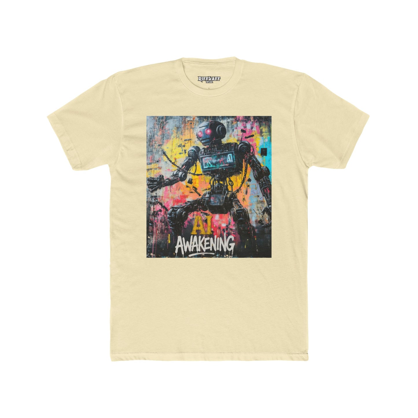 AI Awakening Unisex Cotton Crew Tee - Futuristic Art T-Shirt - Riff Raff Wear
