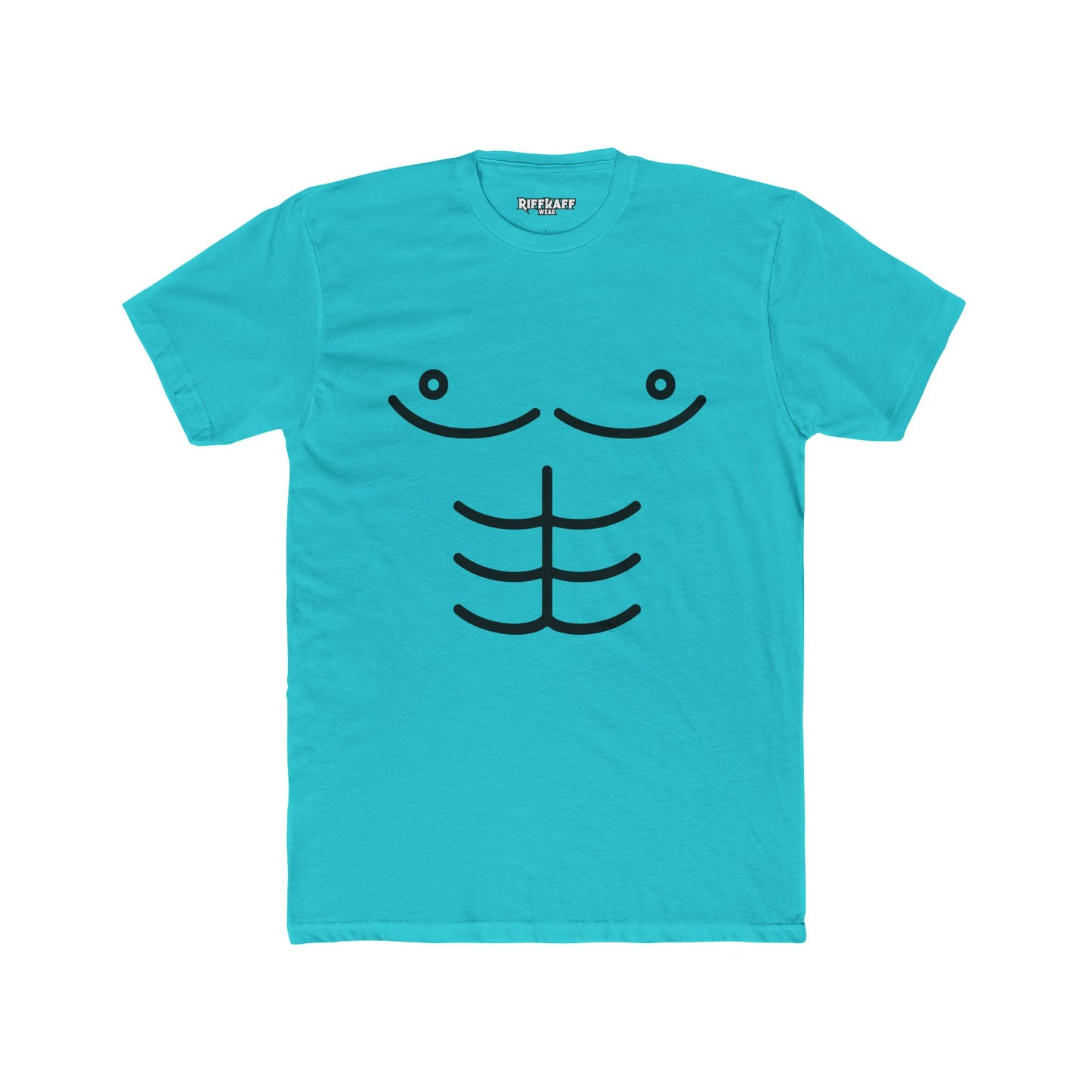 Funny Unisex Cotton Crew Tee - Cartoon Abs Design - Riff Raff Wear