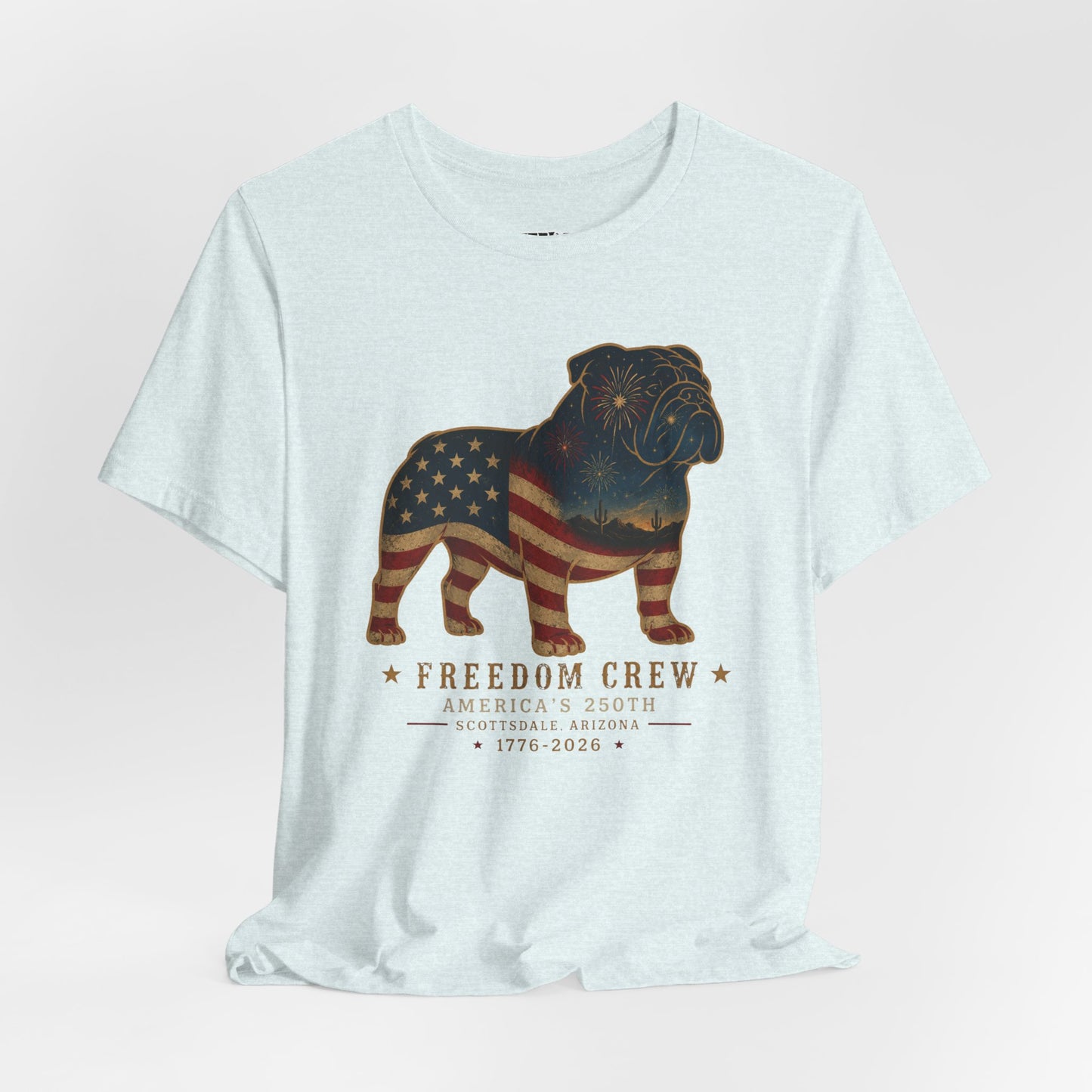 Freedom Crew English Bull Dog T-Shirt – Patriotic Bulldog Flag Tee