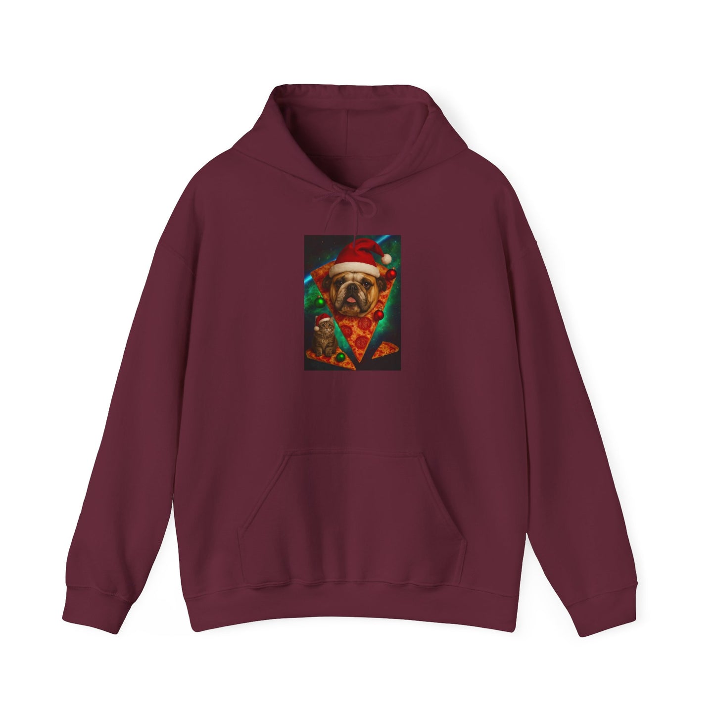 Pug Pizza Party Hoodie - Fun Sweatshirt for Pet Lovers, Holiday Apparel, Christmas Gift, Cozy Gift for Him and Her - Riff Raff Wear