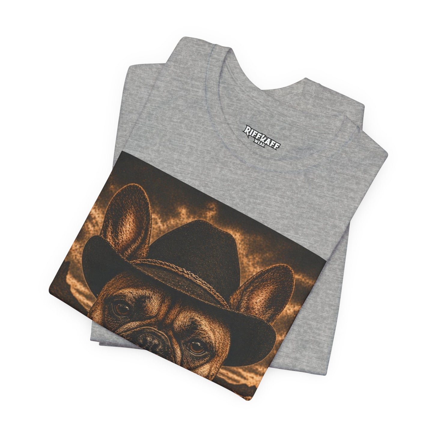 Cowboy French Bulldog T‑Shirt  Vintage Smoky Western Dog Tee - Riff Raff Wear