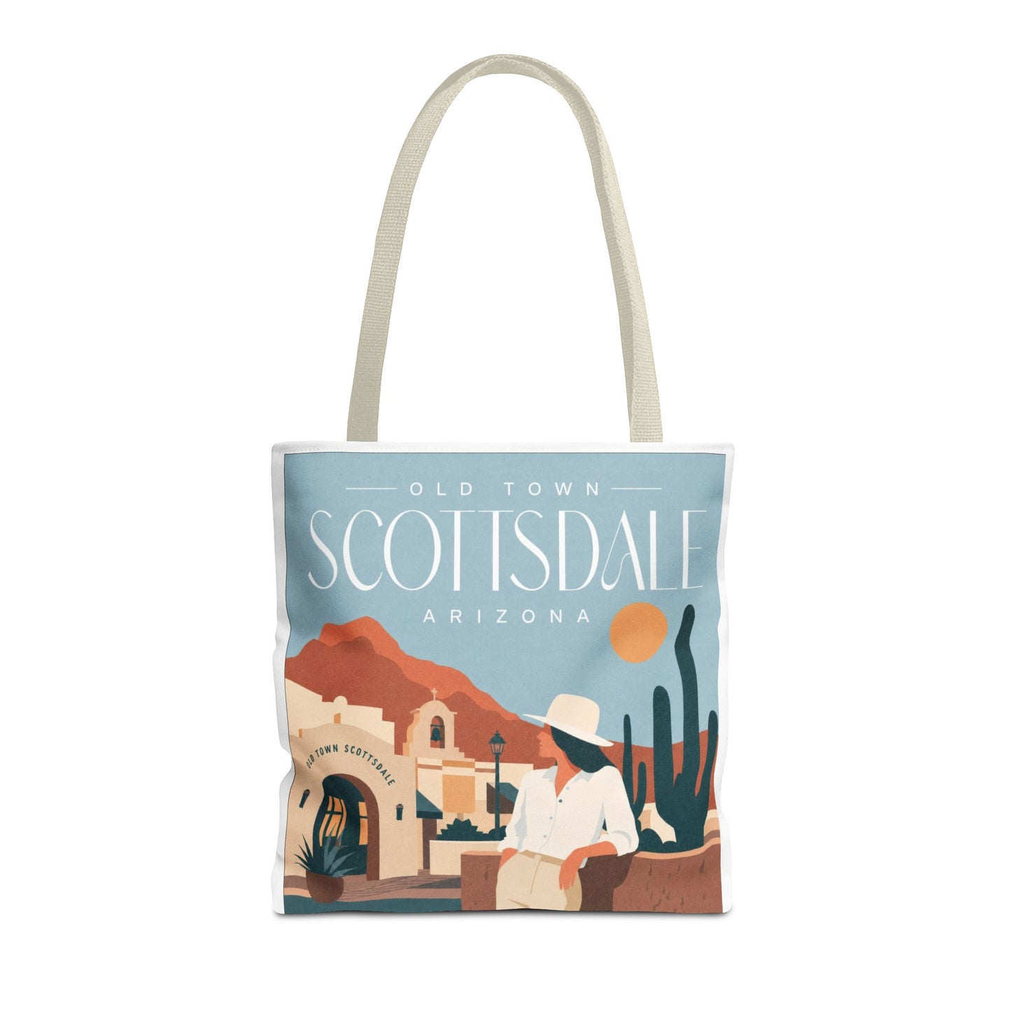 Scottsdale Arizona Vintage Travel Tote Bag — Old Town Desert Poster Design