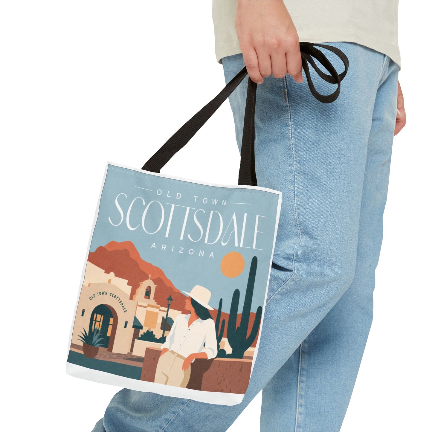 Scottsdale Arizona Vintage Travel Tote Bag — Old Town Desert Poster Design