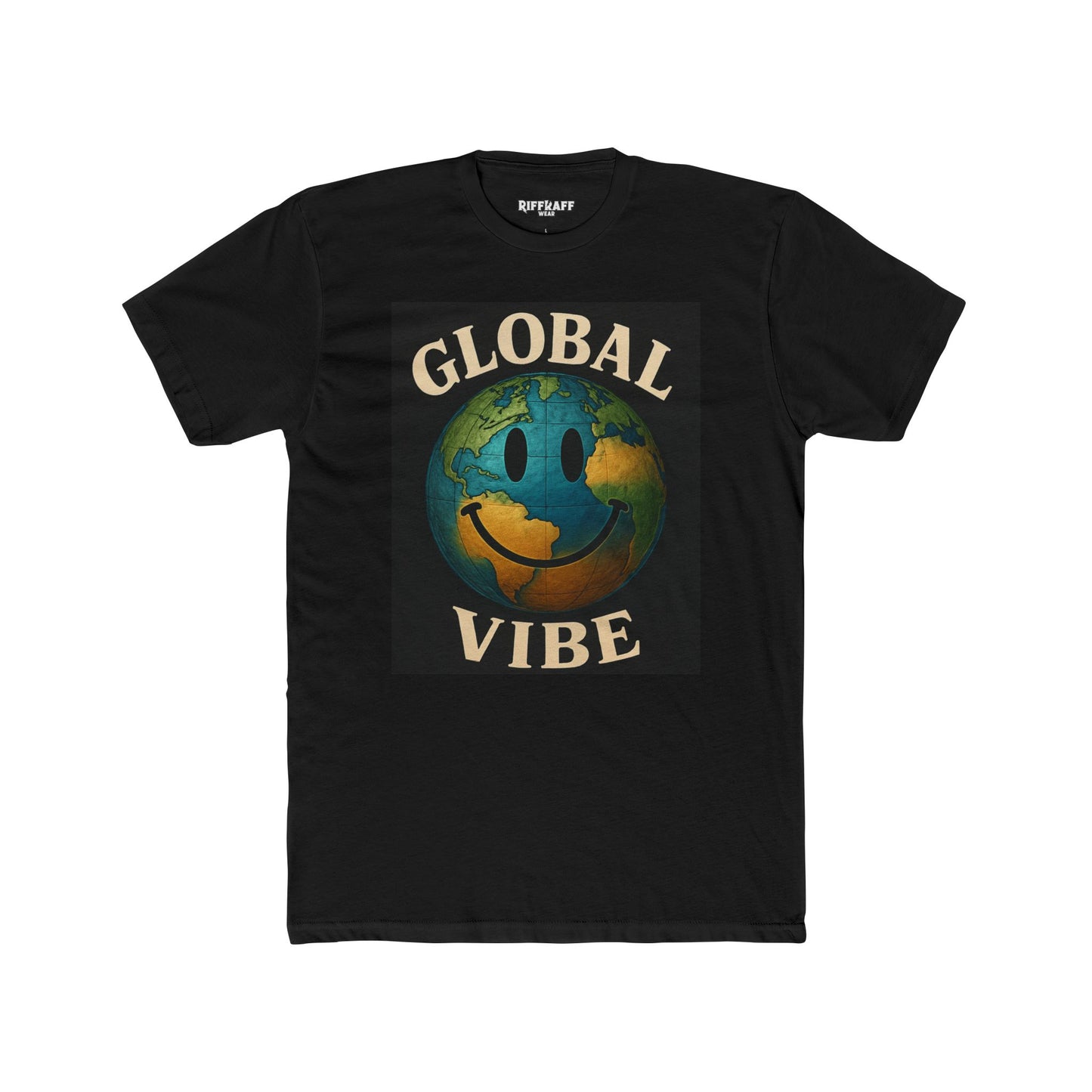 Global Vibe Unisex Cotton Crew Tee - Positive Earth Design for Eco Lovers - Riff Raff Wear