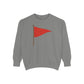 Unisex Garment-Dyed Sweatshirt with Red Flag Design - Casual Cozy Wear - Riff Raff Wear