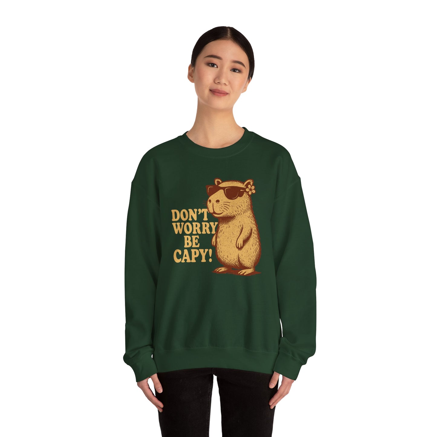 Don't Worry Be Capy! - Unisex Heavy Blend Crewneck Sweatshirt - Riff Raff Wear