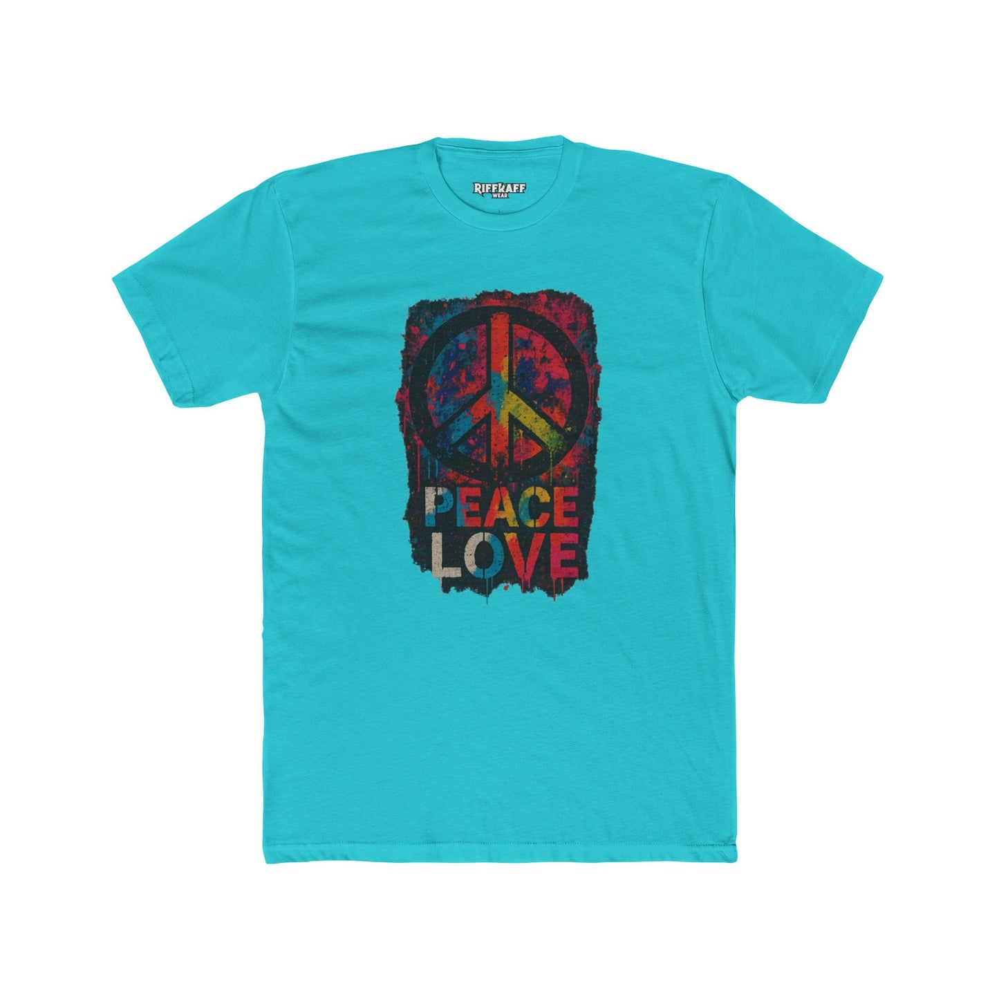 Peace Love Unisex Cotton Crew Tee - Vibrant Graphic Political Art - Riff Raff Wear