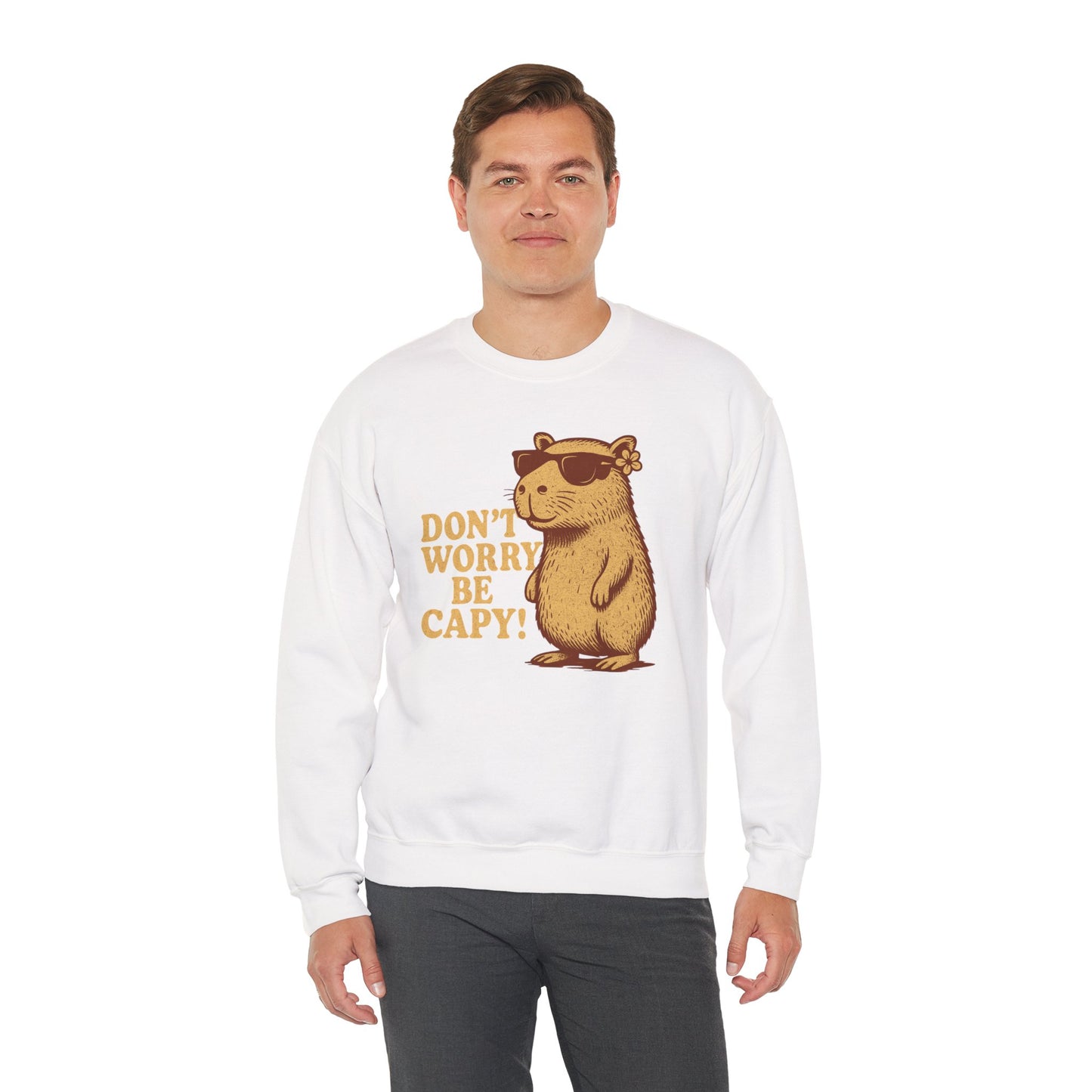 Don't Worry Be Capy! - Unisex Heavy Blend Crewneck Sweatshirt - Riff Raff Wear