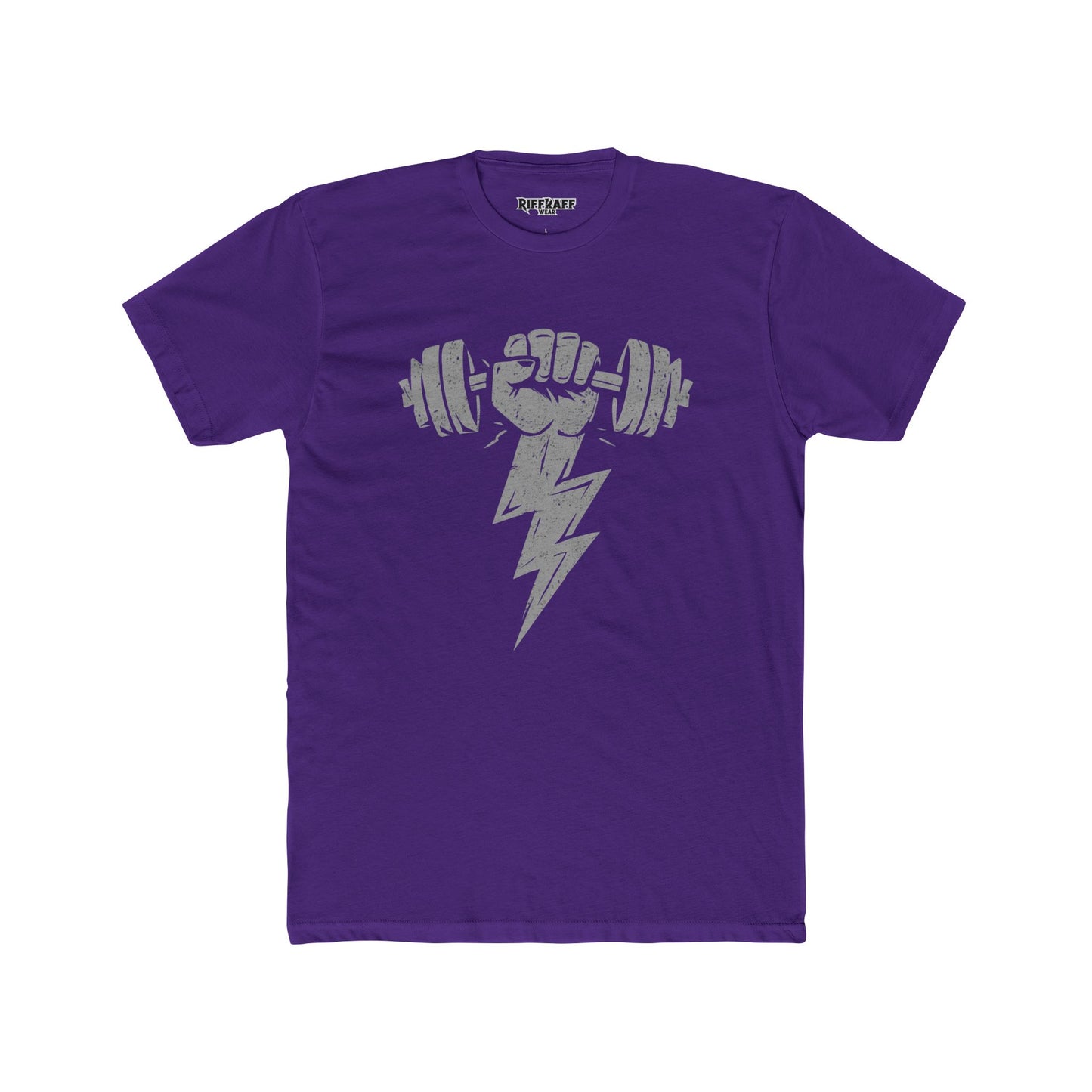 Motivational Gym Crew Tee - Bold Fist & Dumbbell Design - Riff Raff Wear