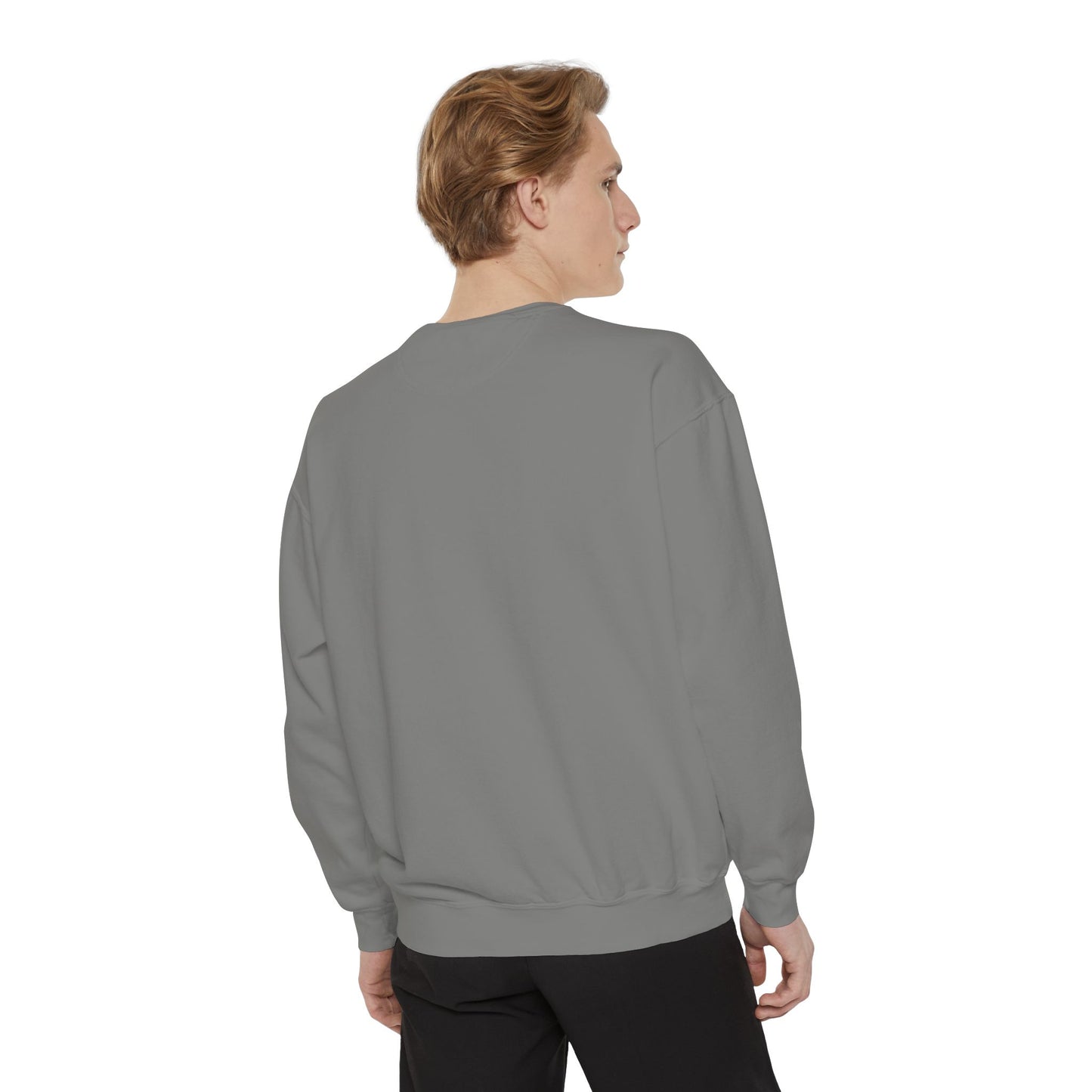 Unisex Garment-Dyed Sweatshirt with Red Flag Design - Casual Cozy Wear - Riff Raff Wear
