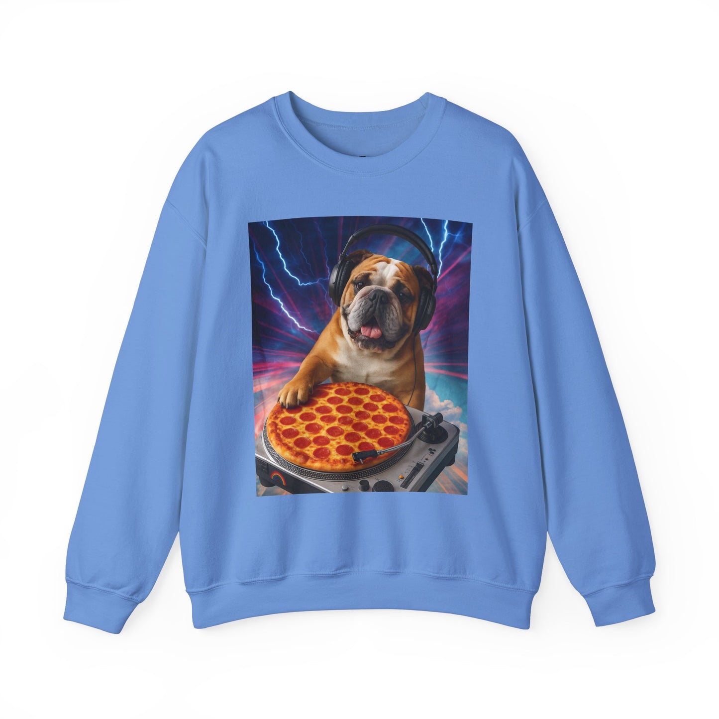 Pizza Party Bulldog Crewneck Sweatshirt - Fun & Cozy Unisex Gift - Riff Raff Wear