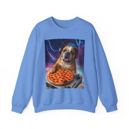 Pizza Party Bulldog Crewneck Sweatshirt - Fun & Cozy Unisex Gift - Riff Raff Wear
