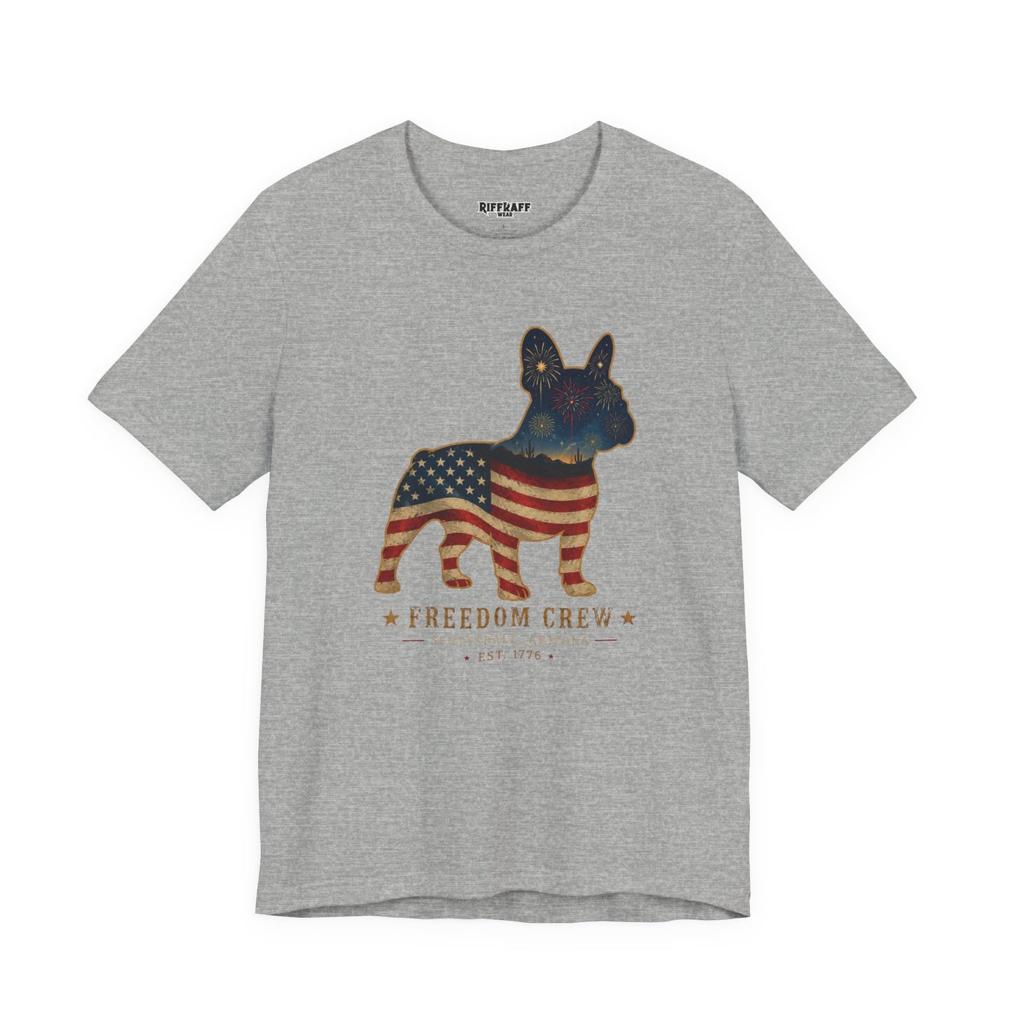 Freedom Crew Frenchie T-Shirt – Patriotic Bulldog Flag Tee