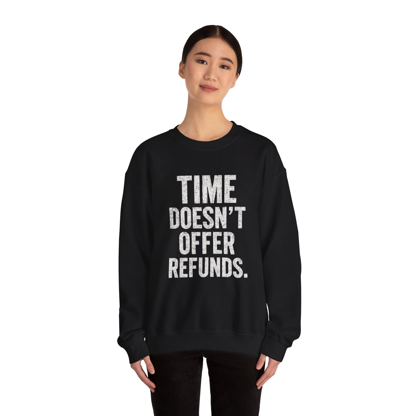 Unisex Crewneck Sweatshirt - "Time Doesn't Refund" - REBEL REPUBLIC - Riff Raff Wear