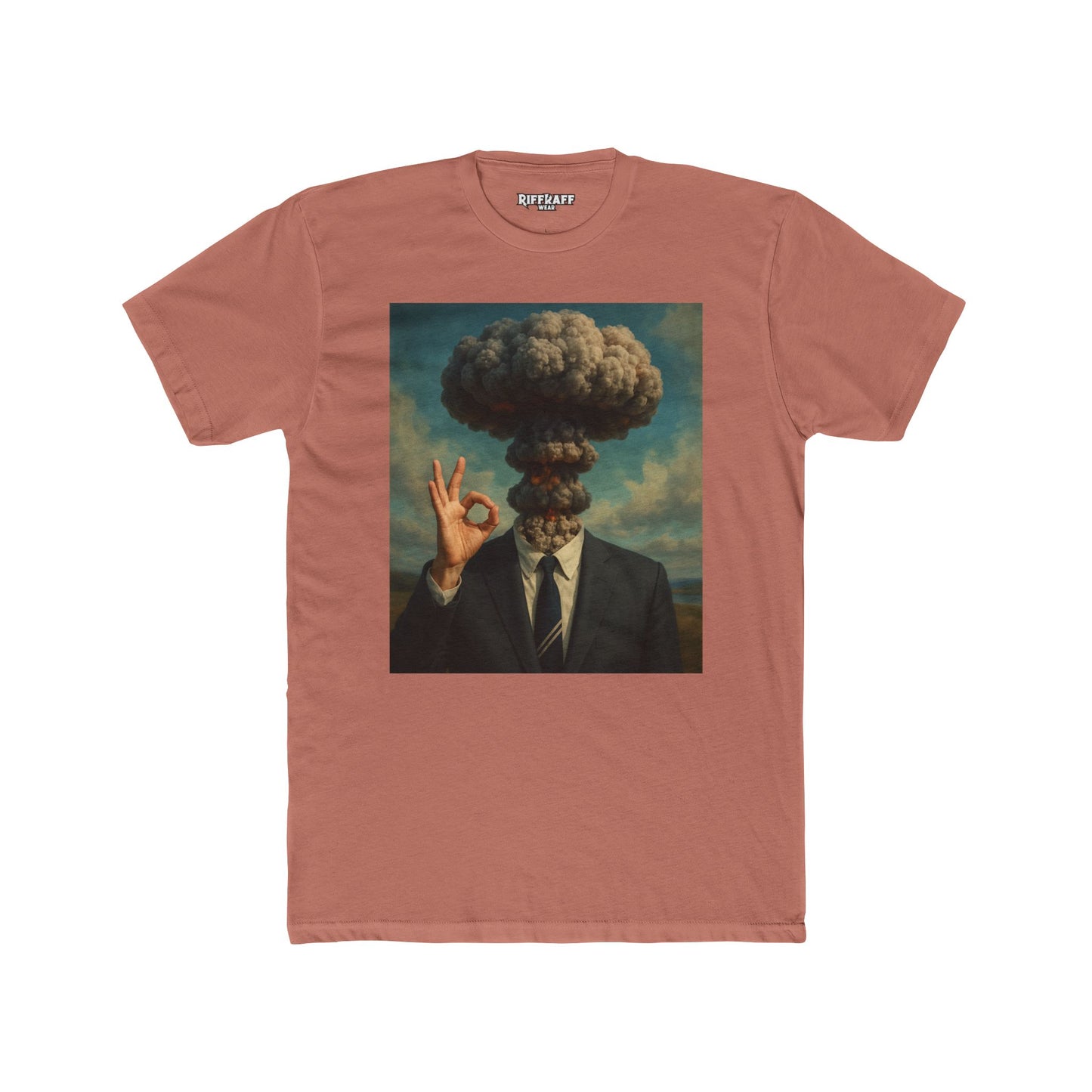 Surrealist Men's Cotton Crew Tee - Explosive Graphic Art - Riff Raff Wear