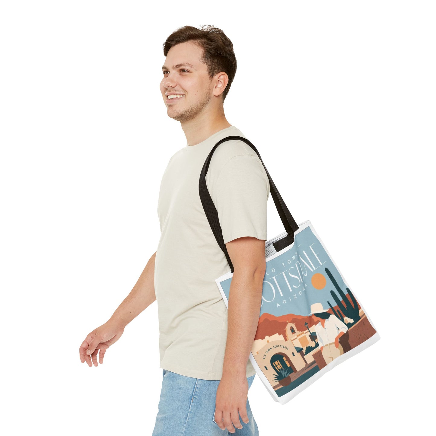 Scottsdale Arizona Vintage Travel Tote Bag — Old Town Desert Poster Design