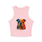 Colorful Bulldog Print Micro Rib Racer Tank Top - Riff Raff Wear