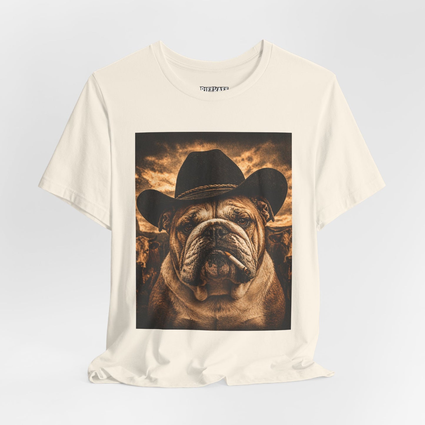 Bulldog Cowboy T‑Shirt  Vintage Western Dog Graphic Tee - Riff Raff Wear