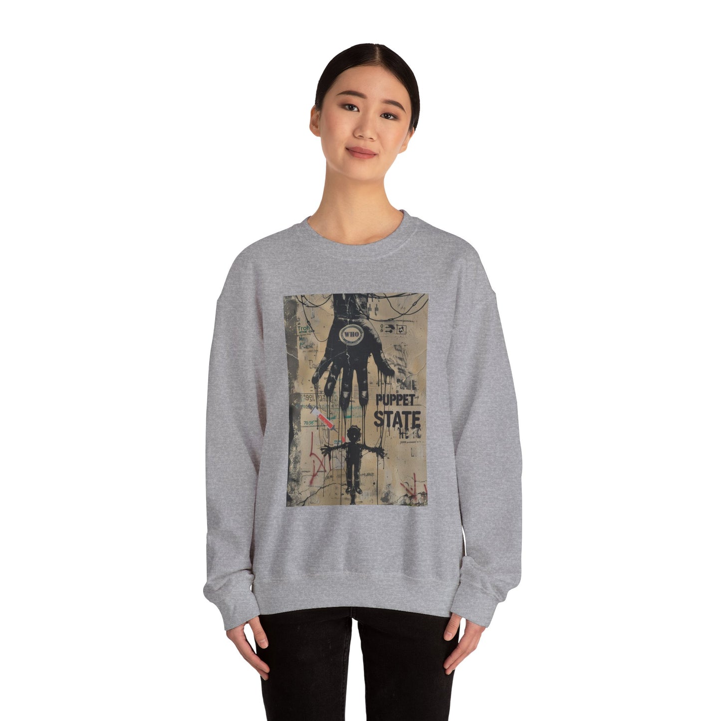 Artistic Puppet State Sweatshirt - Unisex Crewneck for Creative Souls - Riff Raff Wear