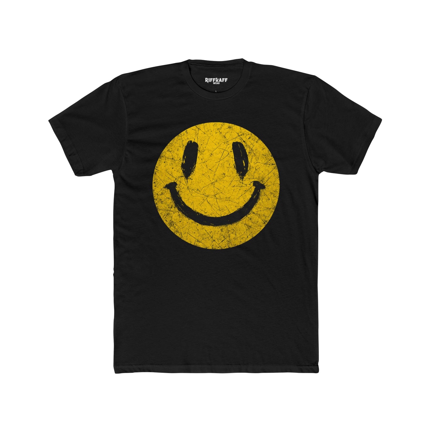 Retro Smiley Face Unisex Cotton Crew Tee - Joyful Vibe T-Shirt - Riff Raff Wear