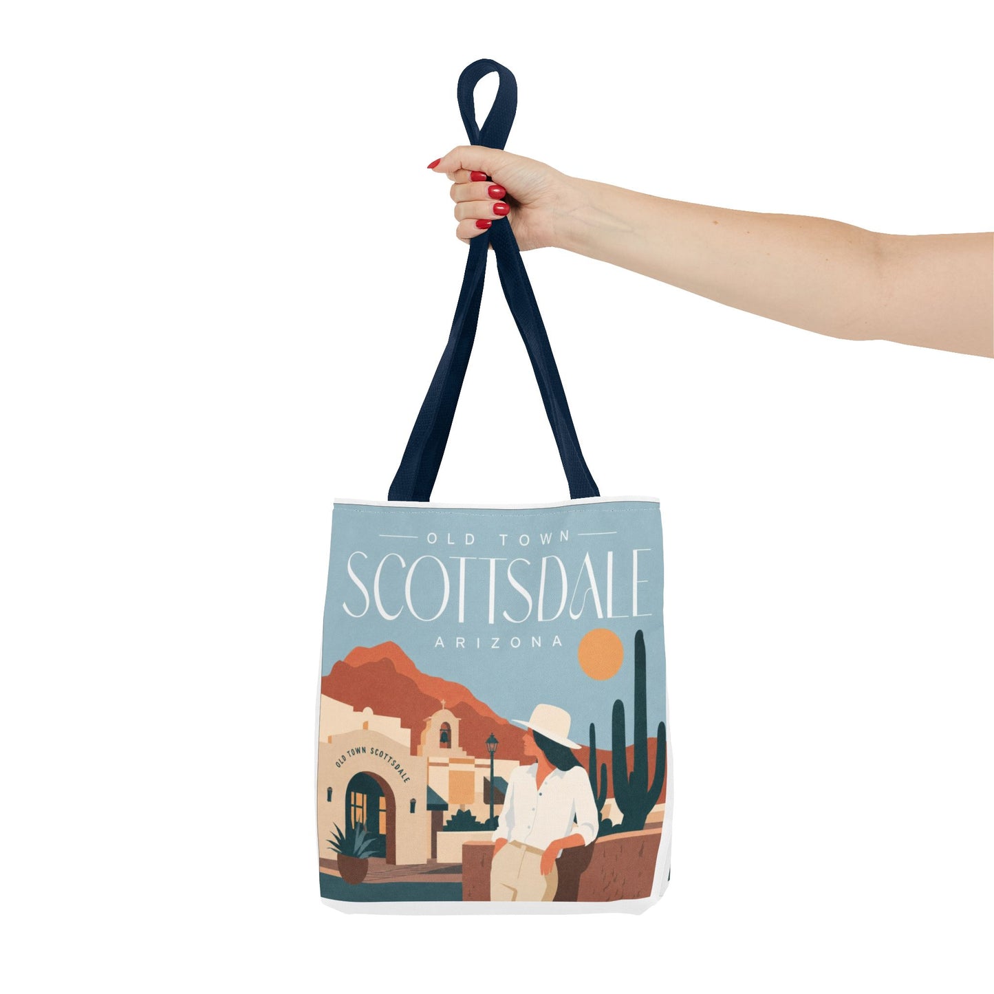 Scottsdale Arizona Vintage Travel Tote Bag — Old Town Desert Poster Design