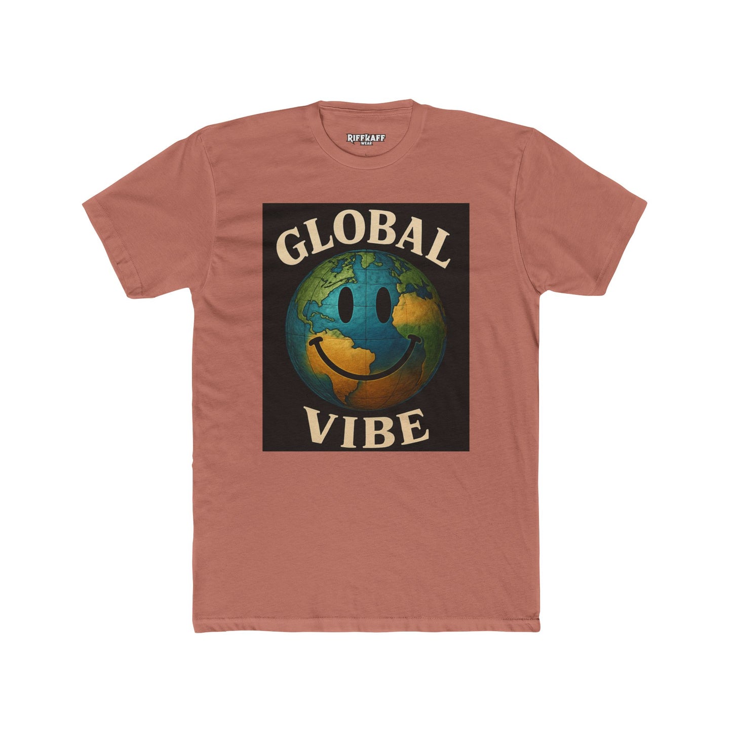 Global Vibe Unisex Cotton Crew Tee - Positive Earth Design for Eco Lovers - Riff Raff Wear