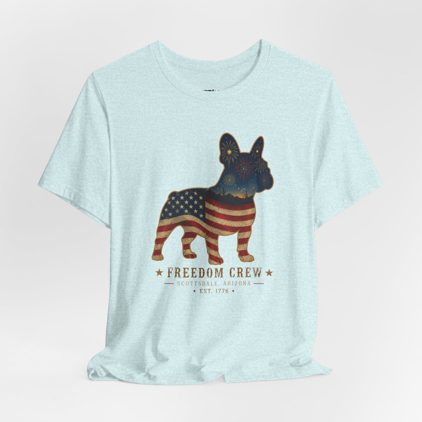 Freedom Crew Frenchie T-Shirt – Patriotic Bulldog Flag Tee