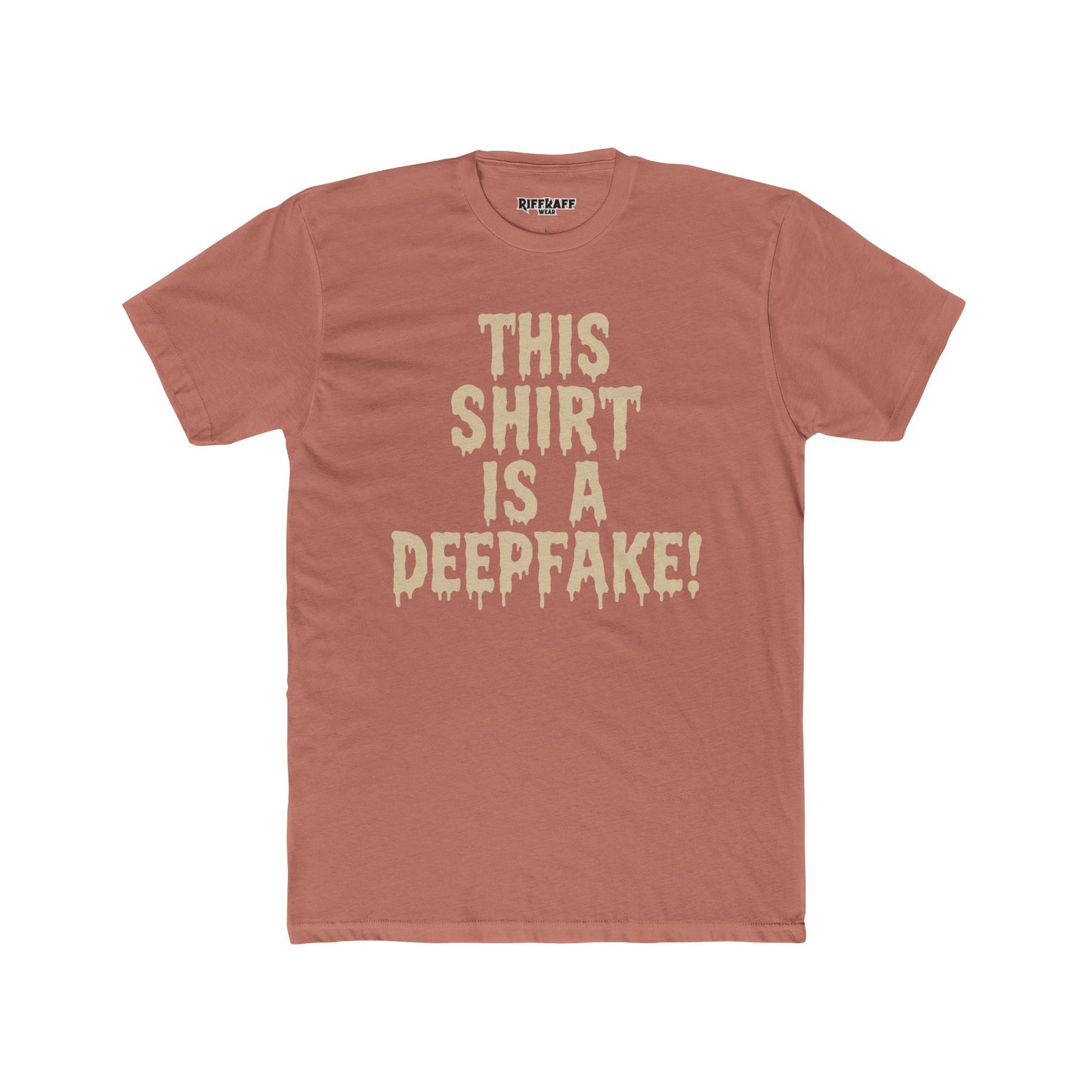 Funny Unisex Cotton Crew Tee - 'This Shirt is a Deepfake!' - Riff Raff Wear