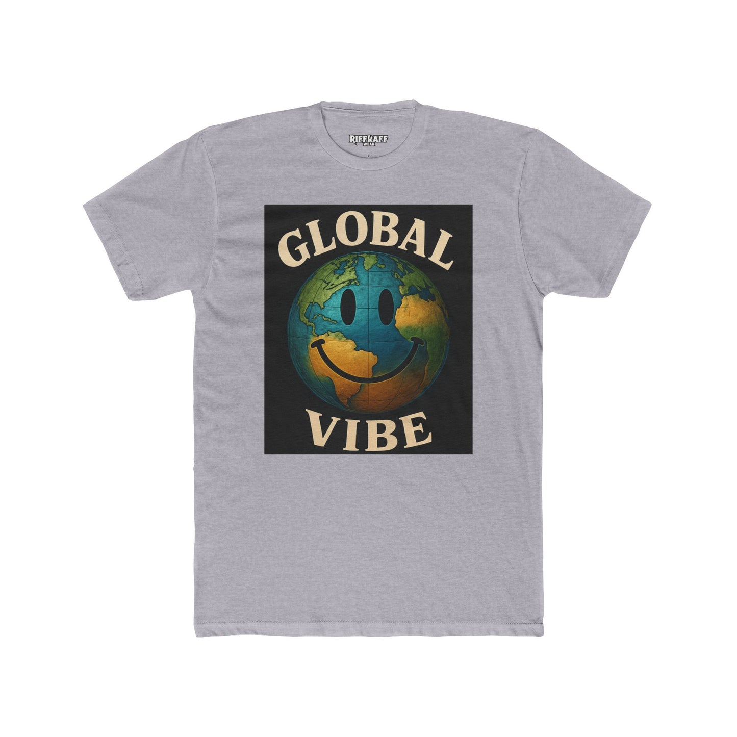 Global Vibe Unisex Cotton Crew Tee - Positive Earth Design for Eco Lovers - Riff Raff Wear