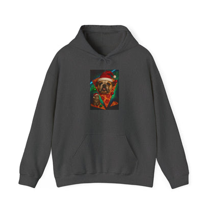 Pug Pizza Party Hoodie - Fun Sweatshirt for Pet Lovers, Holiday Apparel, Christmas Gift, Cozy Gift for Him and Her - Riff Raff Wear